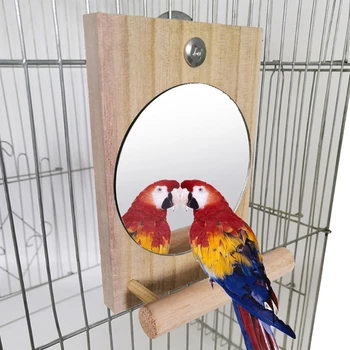 Kuş Ayna Oyuncak Levrek Asılı Papağan Ahşap Levrek Standı Oyuncaklar Cockatiels Conures kurulumu kolay Kuş Kafesi Aksesuarları