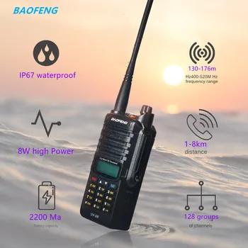 Baofeng UV-9R Araba Walkie Talkie Mobil Radyo 8 W Yüksek Güç 67 Sınıf Su Geçirmez Açık