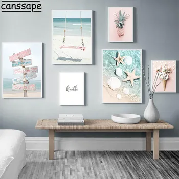 Plaj Duvar Posteri Denizyıldızı Tuval Boyama Doğal Manzara Duvar Resimleri Çiçek Sanat Baskılar Yaz Posterler Yatak Odası Ev Dekor