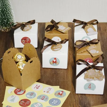 24 setleri Noel Advent Takvimi Tatil Parti Iyilik Davranır Şeker Hediye Kutuları Çanta Etiket ve Etiket Kış Geleneği Çocuklar için