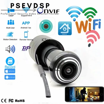 Güvenlik 1080 P Mini Wifi Kapı Göz Deliği IP Kamera Geniş Açı 1.66 mm Balıkgözü Lens Peephole CCTV Ağ Ses Kamera P2P