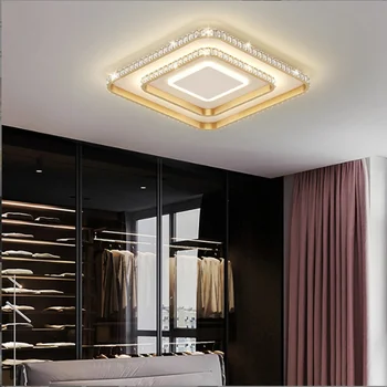 Avizeler ışık lüks LED oturma odası tavan lambası Modern kristal kapalı dikdörtgen yuvarlak yatak odası daire dekoratif lambalar