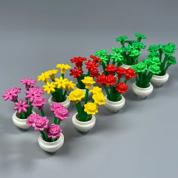 Tek Küçük Parçacık Bitki Çiçek Yaprakları Tuğla Aksesuarları Saksı Bitkileri Yapı Taşları Setleri Çocuk Oyuncakları Eğitici Hediyeler
