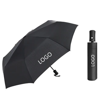 Yeni Otomatik Üç katlı Şemsiye Siyah Kauçuk İş araba logosu Katlanır Şemsiye Araba Marka Hediye Reklam Güneşli Yağmur Çift abd