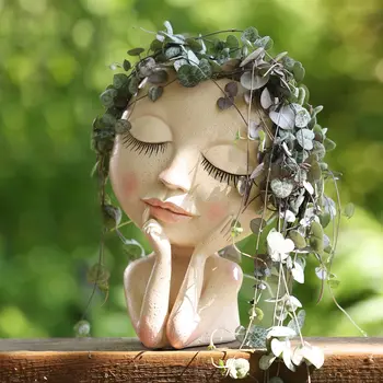 Kızlar Yüz Kafa çiçek saksısı Etli Bitki Çiçek Konteyner Pot Saksı Şekil Bahçe Dekor Nordic Masa Süsleme