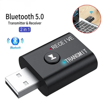 2 İn1 USB kablosuz Bluetooth Adaptörü Alıcı 5.0 Verici Bluetooth Bilgisayar TV dizüstü bilgisayar hoparlörü Kulaklık