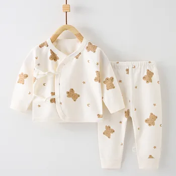 Yenidoğan Sonbahar ve İlkbahar Erkek Kız Elbise Takım Elbise Bebek bebek Setleri Sevimli Pamuk Dantel up Paçalı Don Giyim 0-6M