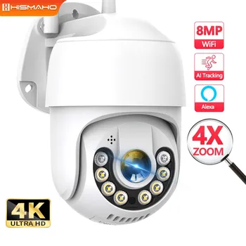 8MP 4K kablosuz ip kamera Açık WiFi 5MP Mini 360 Video Gözetim Kamera PTZ 3MP ICsee 4X Zoom AI Otomatik Parça H. 265 Alexa