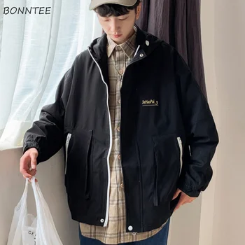 Kapşonlu Ceketler Erkekler Tasarım Kargo Çok Cepler Şık Baggy Gençler Zip Up Sonbahar Öğrencileri Tiki Kore Şık Giyim Erkek Mont