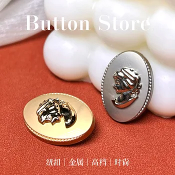 6 adet kraliçe Elips Altın Lüks tasarımcı Dikiş Düğmesi Giyim Ceket Aksesuarı El Yapımı DIY Dekorasyon Düğmesi Yüksek Kaliteli