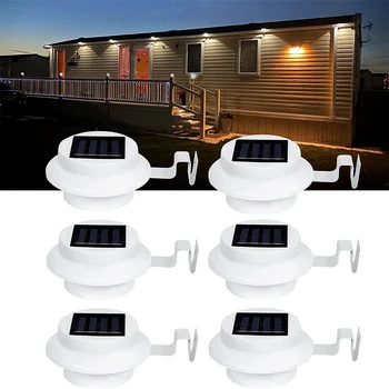 Güneş açık oluk ışık enerji tasarrufu su geçirmez saçak lambaları 3 LED çit güneş enerjili bahçe duvar yolu avlu aydınlatma
