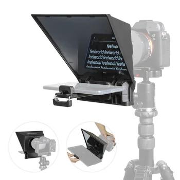 FEELWORLD TP2 Taşınabilir DSLR Kamera Teleprompter Prompter Uzaktan Kumanda ile 8 adet lens adaptörü Yüzük Video Kayıt için
