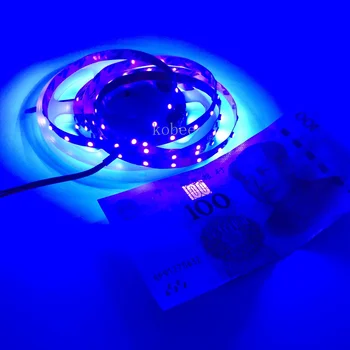2835 3528SMD Çip UV Led şerit ışık 60 leds su geçirmez ultraviyole 395-410nm DC 12 V Led bant lambası kabin lambası