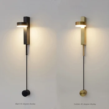 Modern ve sade tasarımlı LED duvar lambası, iç dekoratif lambalar, siyah beyaz, oturma odası için uygun