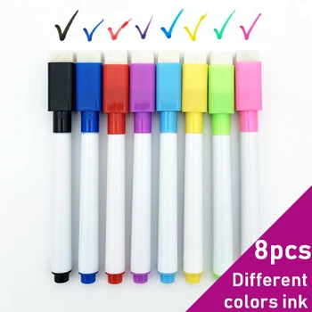 8 Renk Silinebilir Manyetik Beyaz Tahta İşaretleyici Manyetik Kapaklı ve Silgi Sıvı Tebeşir Silinebilir Kalem resim kalemi Kırtasiye