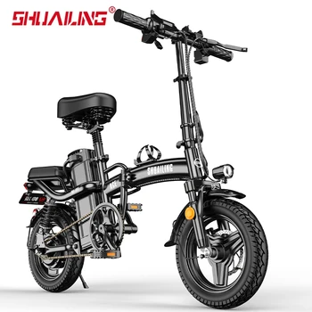 Shuaılıng Lityum Pil Katlanır Elektrikli Bisiklet 48V 400W fırçasız motor Katlanabilir Güç Destekli Ve İnsanlı Uzun Pil Ömrü