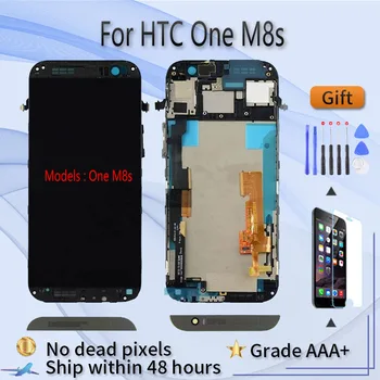 HTC ONE için M8s LCD ekran meclisi ile ön kasa dokunmatik cam, M8S LCD ekran orijinal Siyah Altın