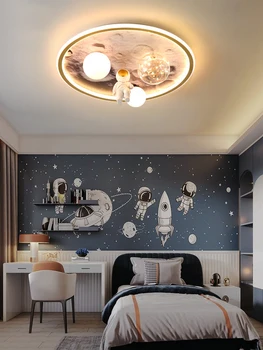 Modern Astronot Led Tavan Lambaları çocuk Odası Yatak Odası Çalışma Çocuklar Bebek Karikatür Gri Ay Avize Ev aydınlatma armatürleri