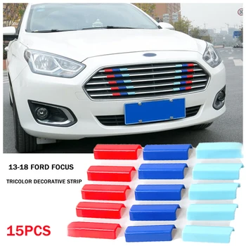 araba Üç renkli Orta net Renk Çubuğu Parlak Çubuk Modifikasyonu Araba Dekorasyon Şerit Aksesuarları Malzemeleri Ford Furuis 2013-18
