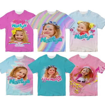 Çocuklar Güzel Gibi Nastya T Shirt Kız Karikatür 3D Baskı Tişörtleri Bebek Kawaii T-Shirt Çocuk Kısa Kollu Tee Tops Camiseta
