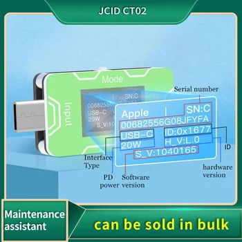 JCID ct02 PD şarj dedektörü Doğru tanımlama hakiki ve taklit ürünler HD OLED ekran Gerçek zamanlı izleme