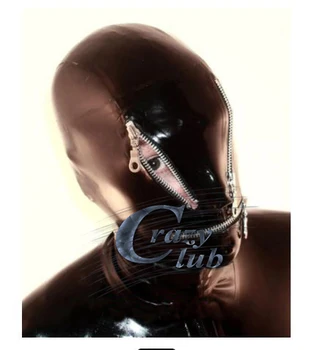 Çılgın Kulübü Moda Fantezi Lateks Maskeleri Siyah Kauçuk Hood ile Gözler Ağız Fermuar Artı Boyutu Sıcak Satış