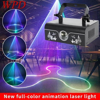 WPD 4D ışın animasyon lazeri ışık lambası led el feneri ses kontrolü sahne KTV Bar için