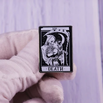 Blackcraft Vintage Ölüm Grim Reaper İskelet Öpücük Tarot Kartı Pin Sihirli Gotik Rozeti