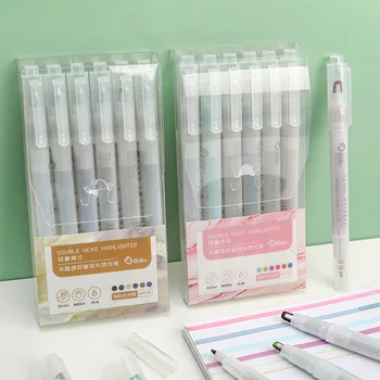 6 Adet işaretleyici kalem Seti Pastel Vurgulayıcı Çift Uçlu DIY Günlüğü Karalama Defteri Okul Malzemeleri Kırtasiye