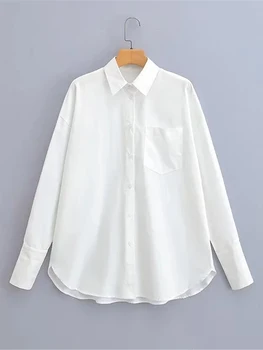 2023 Yeni Bahar Yaz Bayan Casual Beyaz Büyük Boy Gömlek Kızlar Klasik Tarzı Uzun Bluz Kadın Moda Yaz Gevşek Üstleri