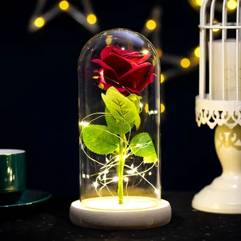 Düğün Dekor LED büyülü Galaxy Gül Ebedi 24K Altın Folyo Çiçek Peri dize ışıkları İle Kubbe sevgililer Günü Hediyesi İçin