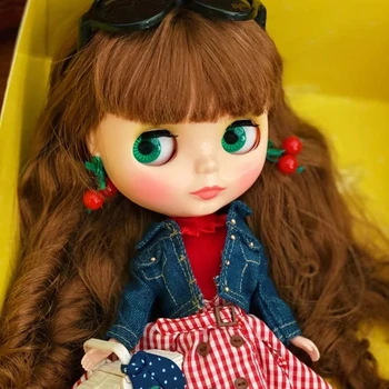 Neo Blythe Doll Piknik Açık Havada BJD Bebek Kiraz Elbise Tatlı Kız Rahat Görünüm Özel El Yapımı Bebek Vücut Hareketli Arkadaş Dükkanı Sınırlı
