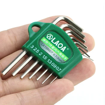LAOA S2 alaşımlı çelik mini altıgen anahtar küçük minyatür 0.7/0.9/1.3/1.5/2/2.5/3mm Anahtar Allen Anahtarı
