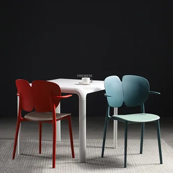 İskandinav Yemek Sandalyesi Mutfak Ins yemek sandalyeleri Modern Minimalist Ev Yaratıcı Yumuşak Paket Açık Plastik Arkalığı Koltuk