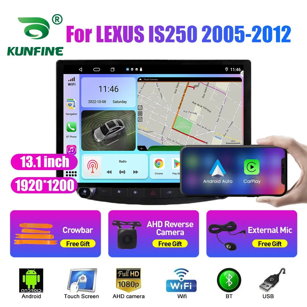13.1 inç Araba Radyo LEXUS IS250 2005 2006-2012 araç DVD oynatıcı GPS Navigasyon Stereo Carplay 2 Din Merkezi Multimedya Android Otomatik