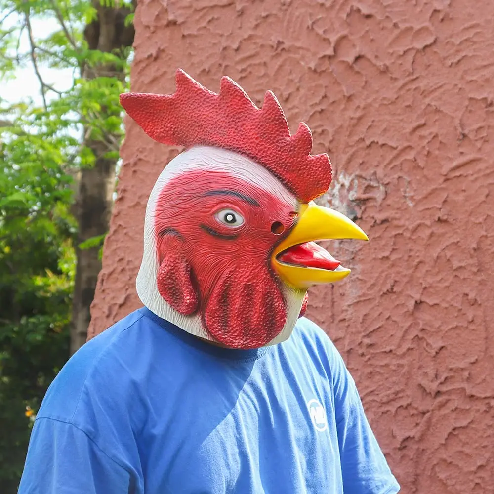 Horoz Maskesi Cadılar Bayramı Yenilik Kostüm Partisi Lateks Hayvan baş maskesi Tavuk Horoz Cosplay Sahne Kostüm Partisi Karnaval Prop