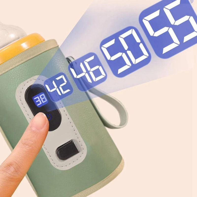 Seyahat Arabası yalıtımlı çanta dijital ekran bebek bakım şişesi ısıtıcı Açık Kış İçin-Yeşil
