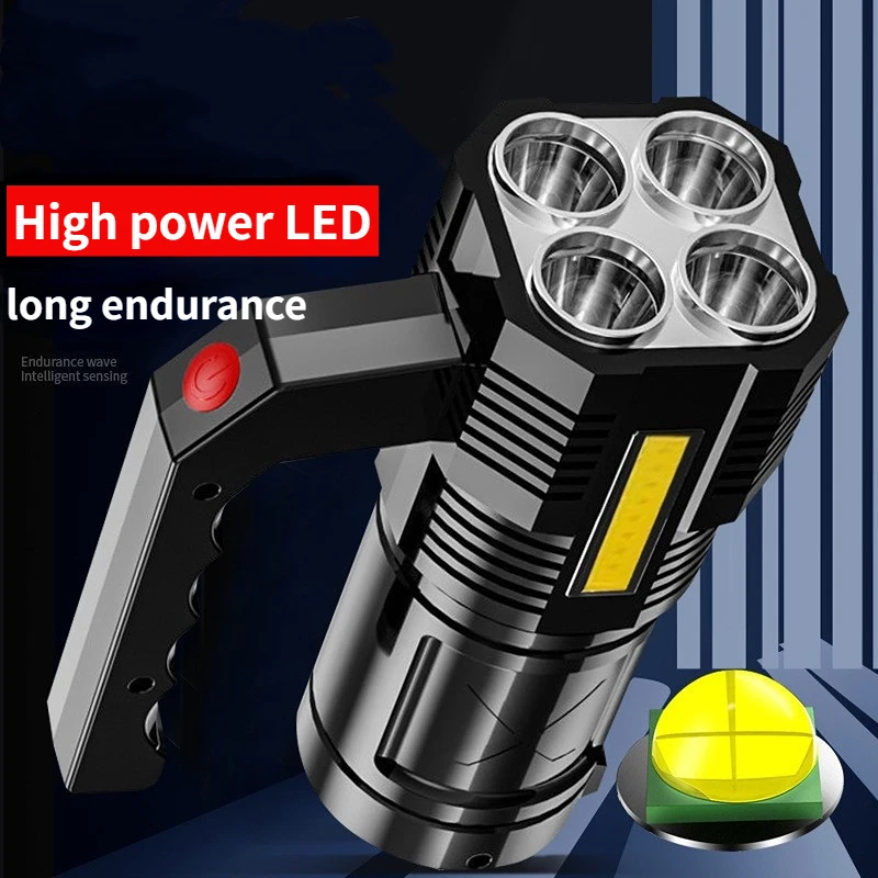 Açık LED taşınabilir projektör devriye ışık USB şarj edilebilir yan ışık aydınlatma güçlü ışık uzun menzilli el feneri