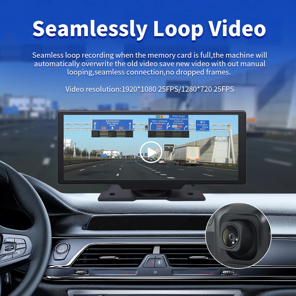 EKIY Araba Multimedya Oynatıcı Apple Carplay monitör Bluetooth Android Otomatik Pano Çift Kameralar Kayıt Dashcam GPS Navigasyon