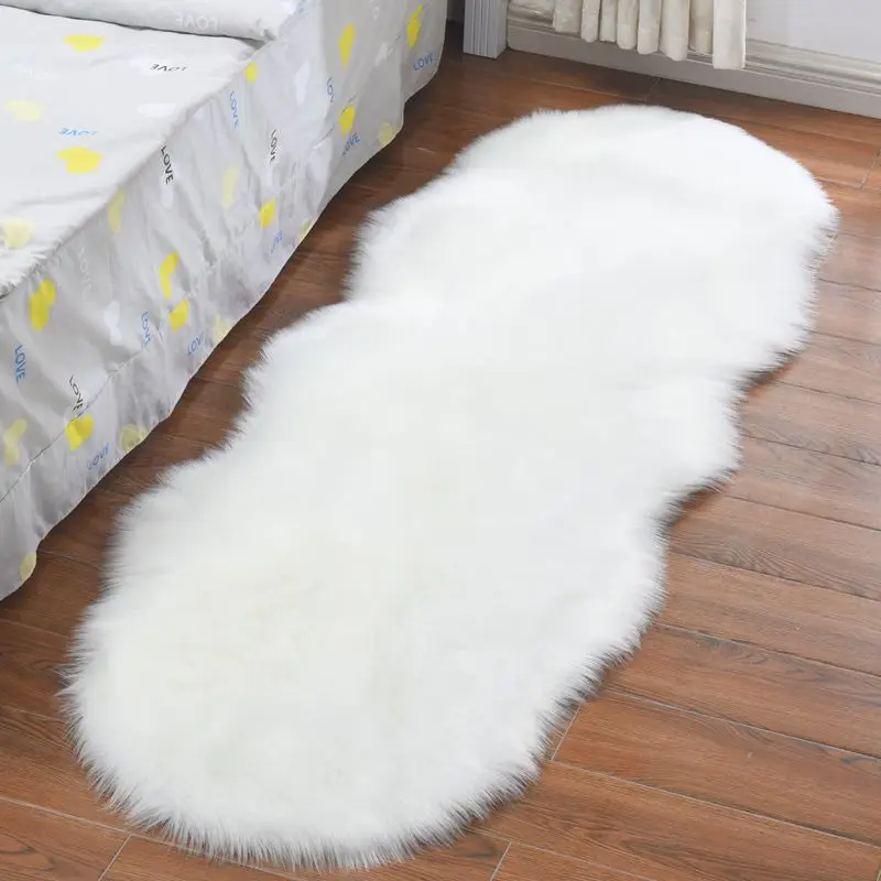 Oturma Odası için uygun Çocuk Yatak Odası Paspaslar Uzun Peluş Halı Düzensiz Yumuşak Beyaz Kürk Alan 
