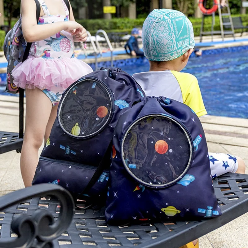 Çocuk su geçirmez Yüzme sırt Çantası çocuk erkek kız ayarlanabilir spor kuru ıslak Schoolbag açık havuz plaj