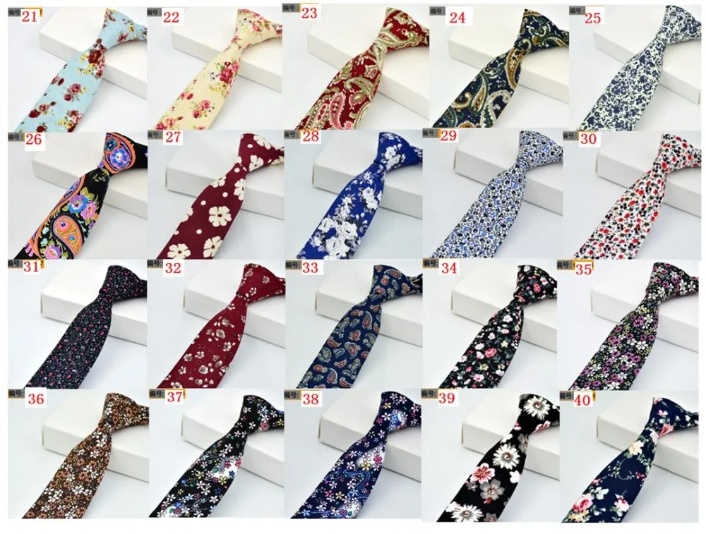 45 adet/grup Yeni moda pamuk erkek çiçek baskı boyun kravat/Paisley çiçek boyun kravat 45 renk seçmek için