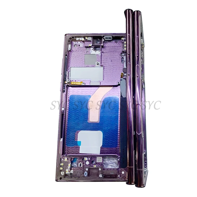 Orta Çerçeve Konut LCD Çerçeve Plaka Paneli Samsung S22 Ultra 5G S908 S908B S908U Telefon Metal LCD Çerçeve Onarım Parçaları