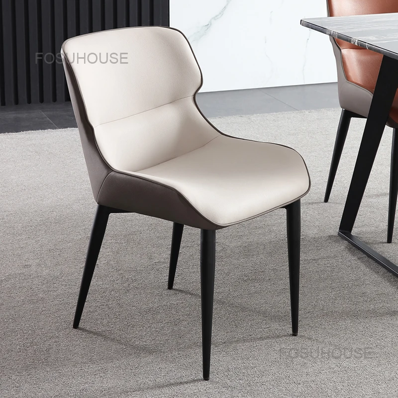 Modern basit yemek sandalyeleri İskandinav yemek odası mobilyası ışık lüks sırtlı sandalye italyan otel restoran yaratıcı deri sandalye