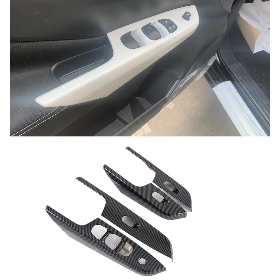 Nissan Navara için NP300 2016-2021 Araba Karbon Fiber pencere camı Kaldırma Anahtarı Düğmesi Paneli Kapak Trim Sticker Aksesuarları