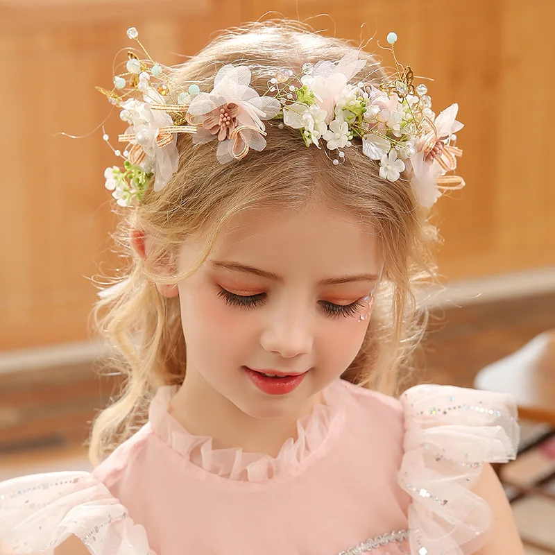 Inci Kelebek Çelenk Kafa Bandı Kızlar Mutlu Prenses Kraliçe Doğum Günü Partisi Dekorları Gelin Düğün Malzemeleri İnci Taç Kafa Bandı