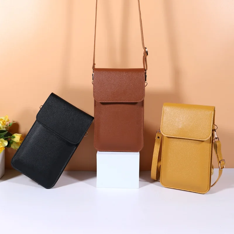 Kadınlar için 2023 Çanta Telefon omuzdan askili çanta dokunmatik ekranlı cep telefonu cüzdanı PU deri çapraz askılı çanta Çanta kart tutucu askılı çanta