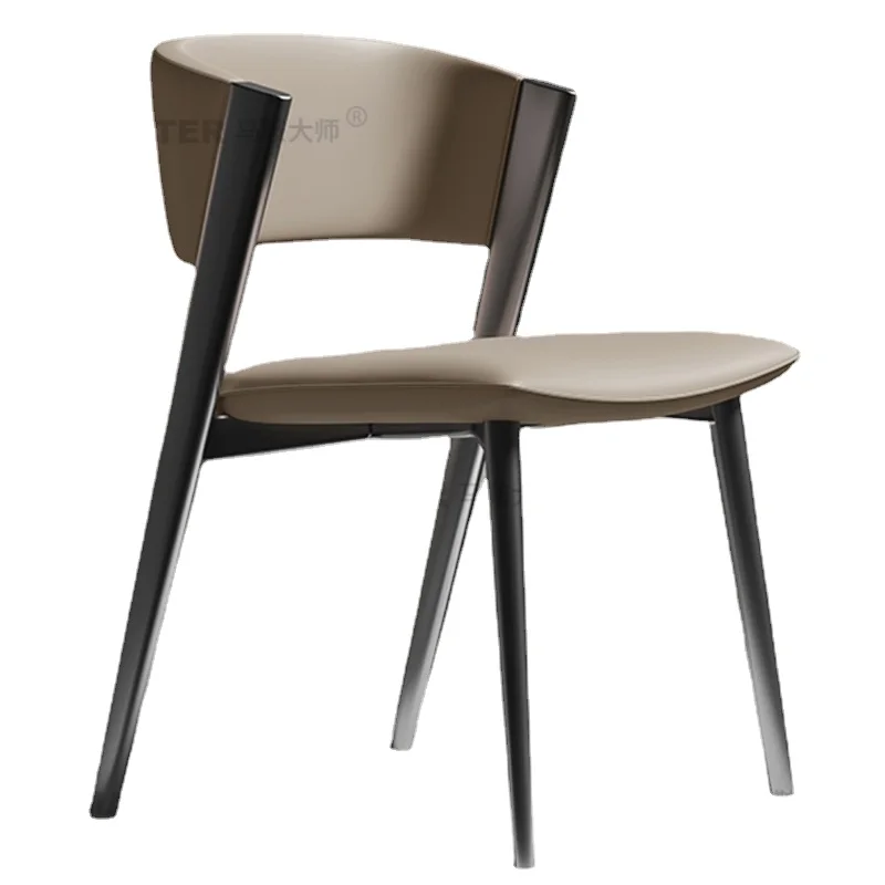 Moda Su Geçirmez Yemek Sandalyesi Tasarımcı Deri Yemek Sandalyesi Arka Kolu Zemin Metal Vanity Chaises Salle Yemlik Ev Mobilyaları