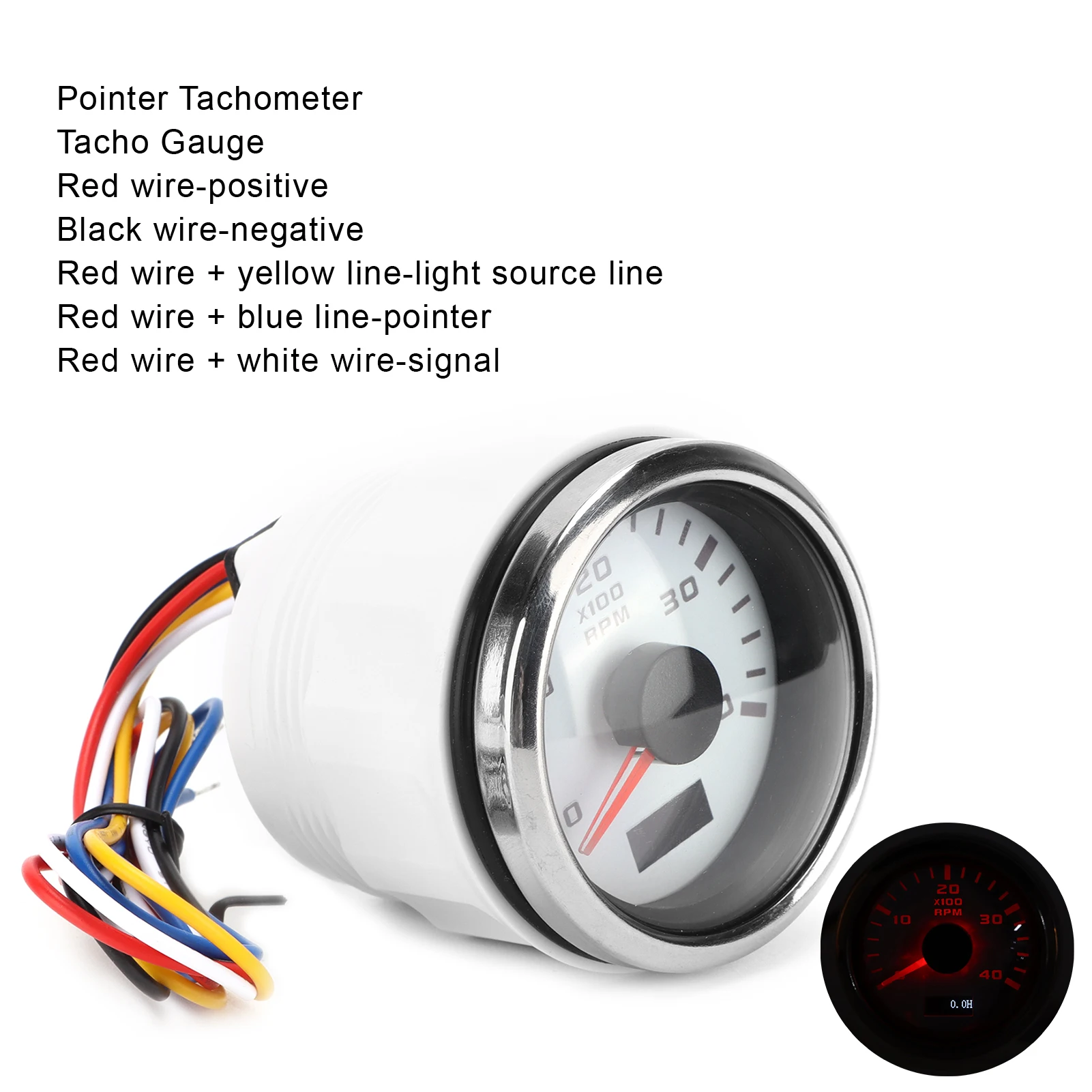 RPM Takometre IP67 Su Geçirmez Pointer Takometre Paslanmaz Çelik Tekne Tako Metre için Motosiklet için 1-8 Silindir Gaz Powered