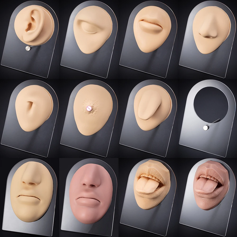 1 adet Silikon 1: 1 Kulak Burun Modeli Profesyonel Uygulama Piercing Araçları Küpe Kulak Damızlık Ekran Araçları Yeniden Kullanılabilir göbek takısı